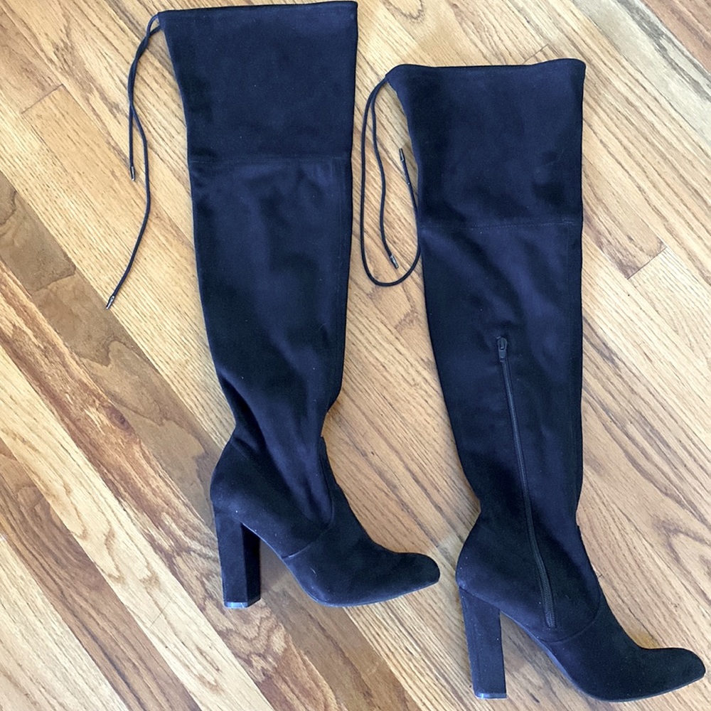 Over The Knee High Rise Boots, black 8 1/2